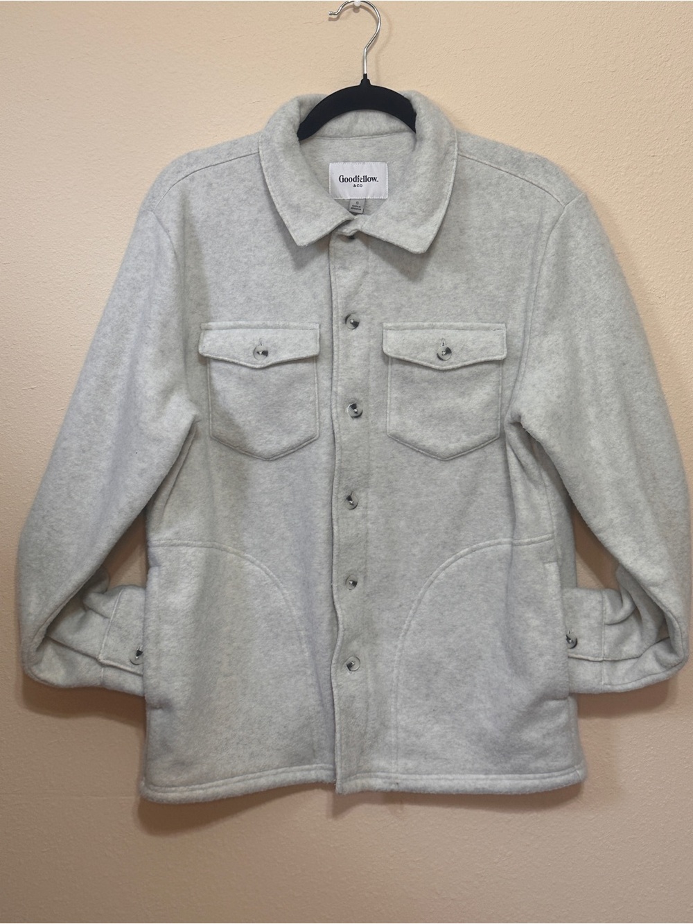 NWT Goodfellow & Co Men’s Fleece Shacket Light Gray Size S